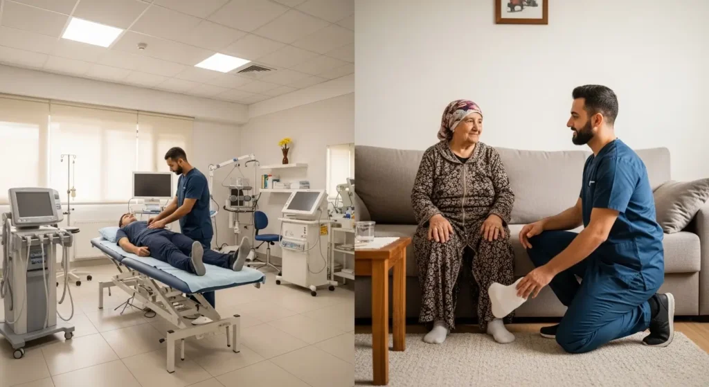 Comparaison entre une séance de kinésithérapie en cabinet et une séance à domicile à Tanger