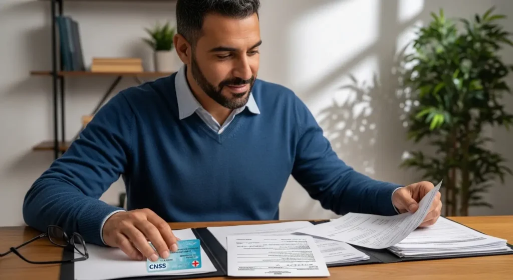 Patient marocain consultant ses documents de remboursement CNSS pour la kinésithérapie